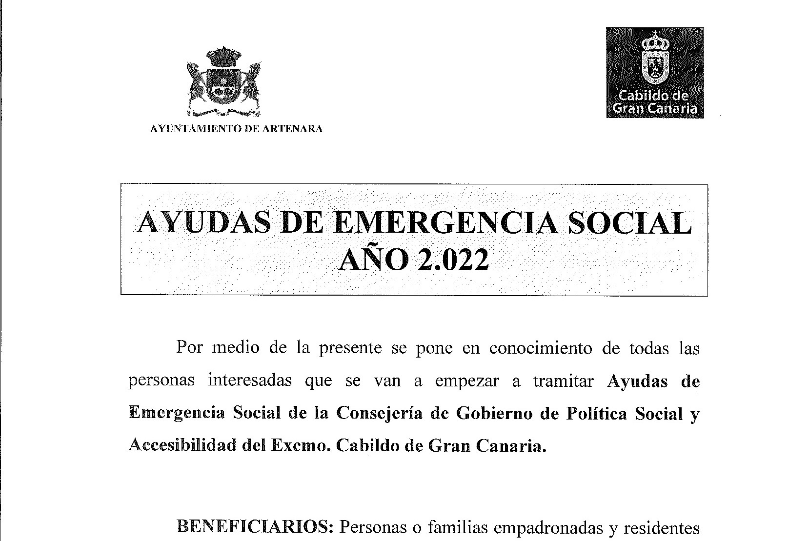 AYUDAS DE EMERGENCIA SOCIAL 2022