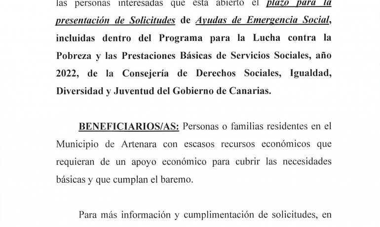 AYUDAS DE EMERGENCIA SOCIAL