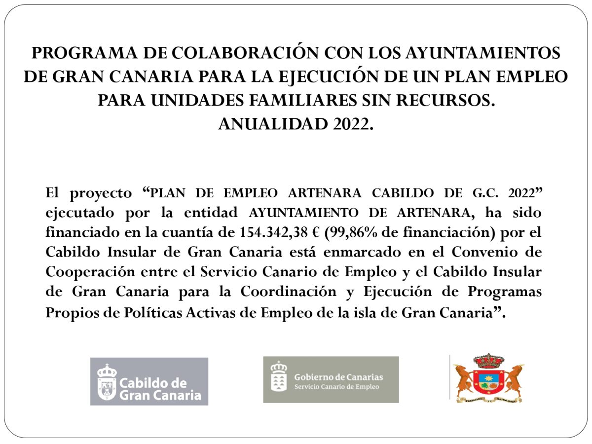 Plan de Empleo Artenara Cabildo de G.C 2022.