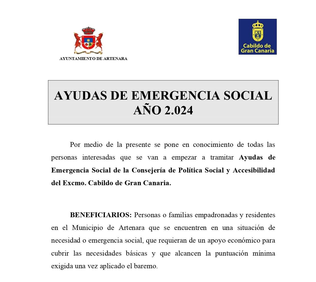 AYUDAS DE EMERGENCIA SOCIAL 2024.