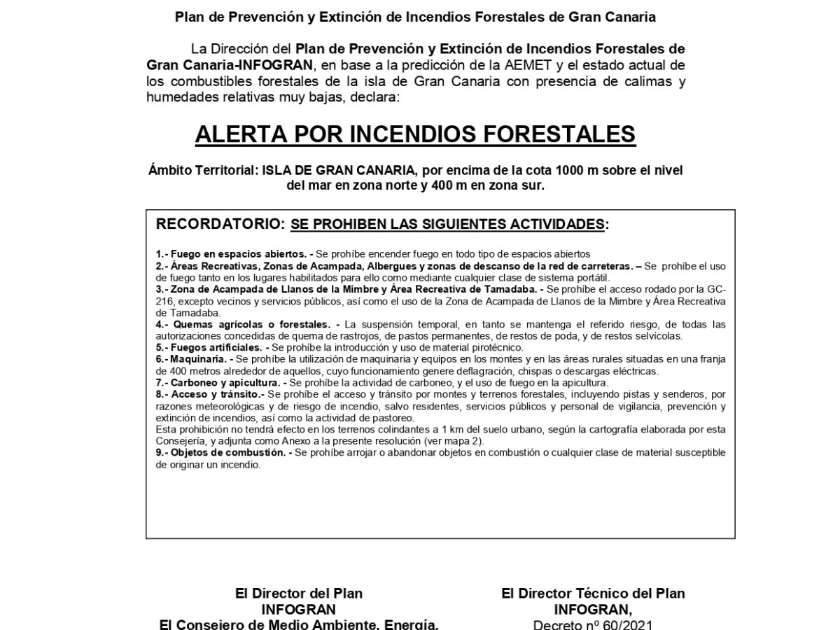 Alerta por Incendios Forestales