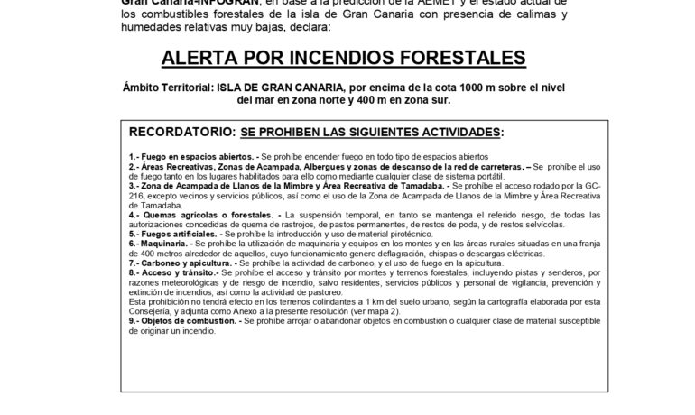 Alerta por Incendios Forestales